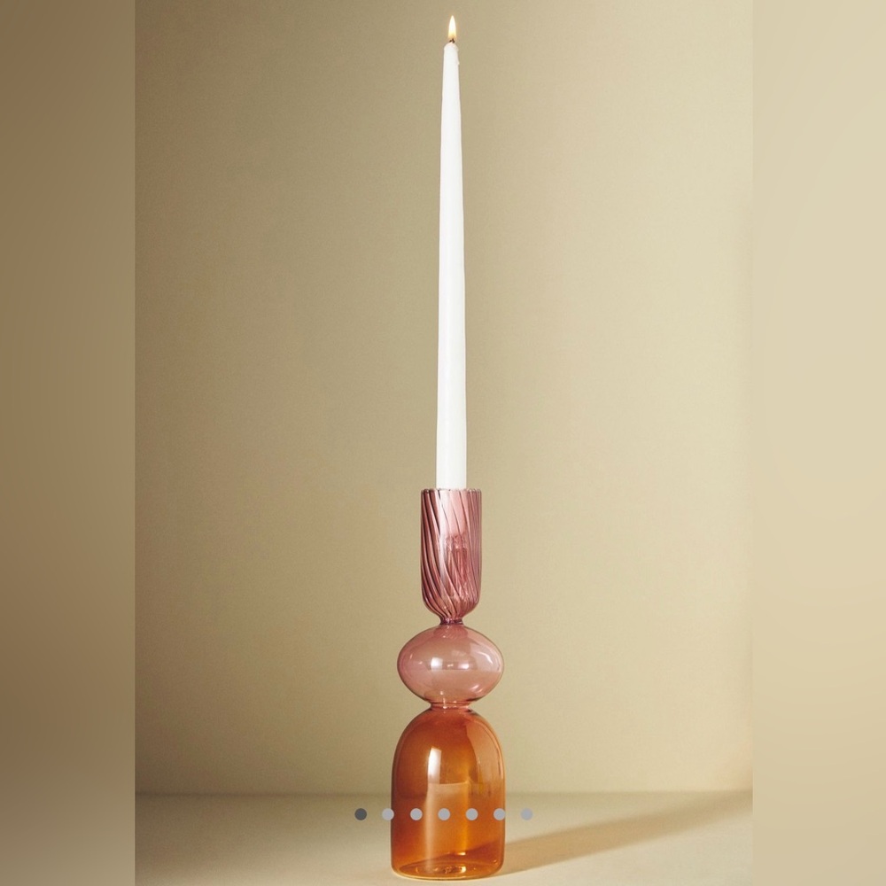 Elegant Pink and Orange Glass Candle Holder